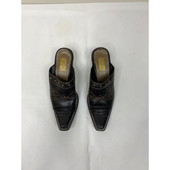 Victoria Spencer Womens 6M Brown Ranger Mule Heel Studded Slip On Clog Shoes - Picture 3 of 11